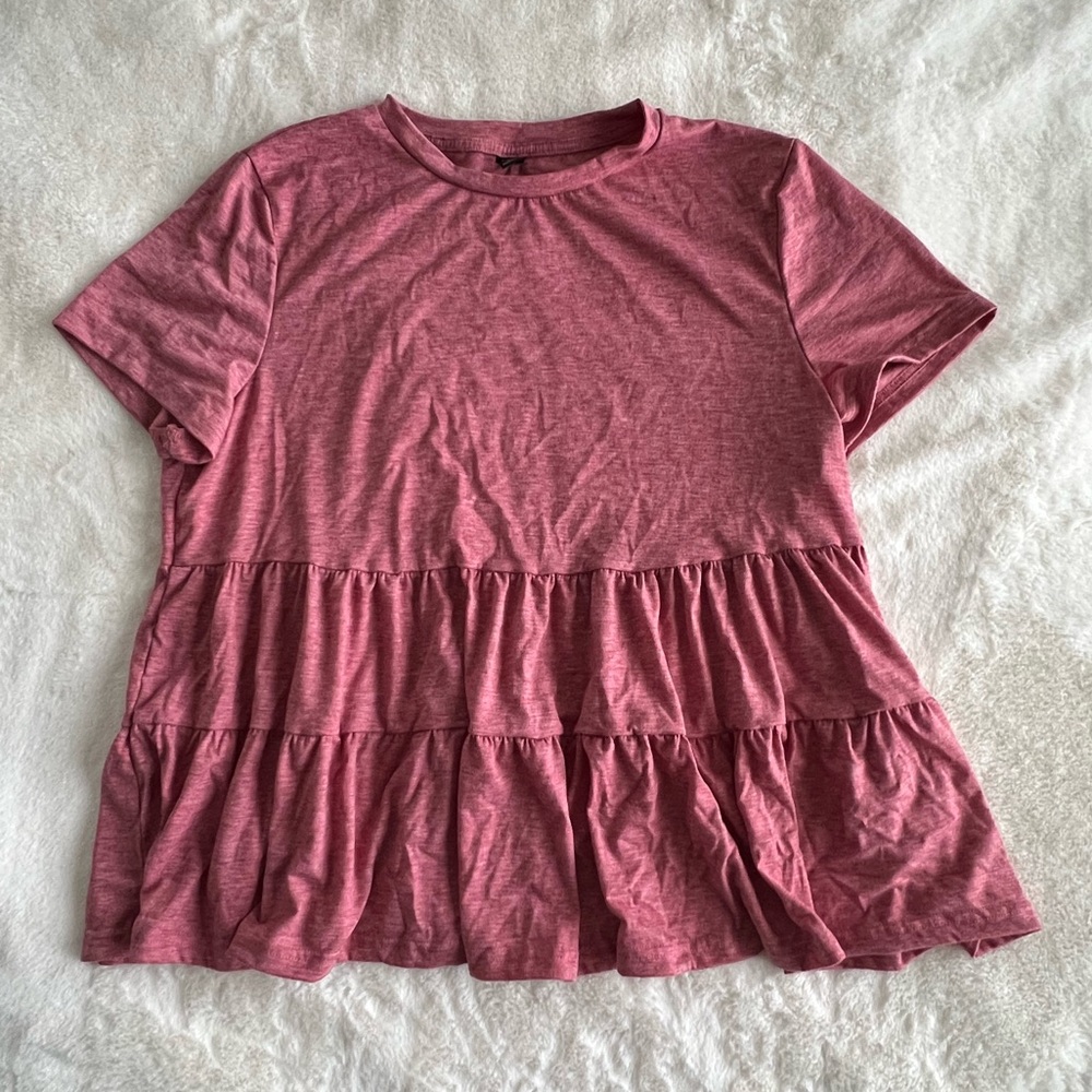 Pink Tiered Short Sleeve Top